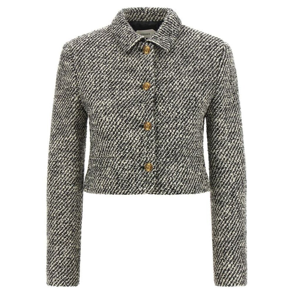 Versace Bicolor Virgin Wool Full-Length Women's Jacket